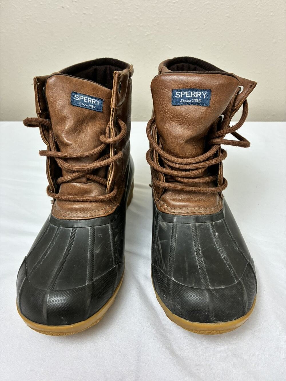 Youth Kids Unisex Sperry Port Duck Brown Tan Youth 3M Waterproof Rubber Boots